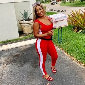 Red & WHITE Jumpsuit B/W #Poshstyle